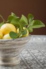 Fresh lemons with leaves — Stock Photo