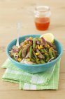 Beef with  beans on rice noodles — Stock Photo