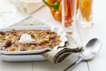 Chilli con carne with sweetcorn — Stock Photo