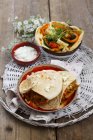 Pita bread with kebab — Stock Photo