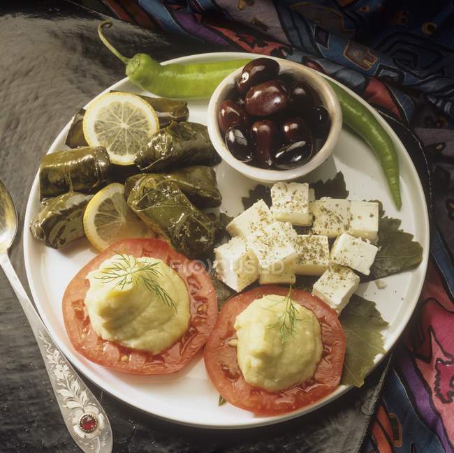 Appetiser plate with leaves — Stock Photo