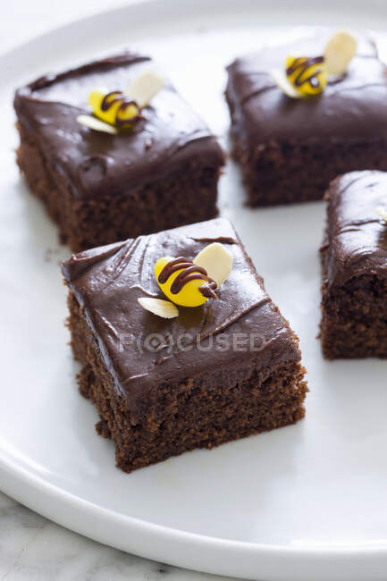 Brownies on white plate — Stock Photo