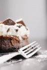 Closeup Of A Chocolate Dessert on white surface — Stock Photo