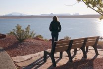 Woman  Looking Out Over Lake Powell; — Stock Photo