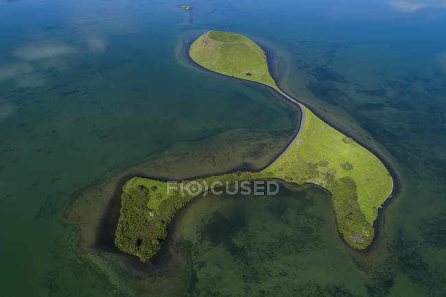 Aerial view of extinct volcanoes in Lake Myvatn, Northern Iceland; Iceland — Stock Photo