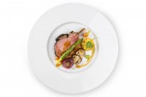 Meat steak with mushrooms and vegetables — Stock Photo