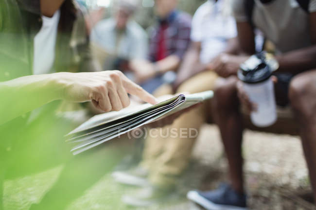 Close up male hiker with map — Stock Photo