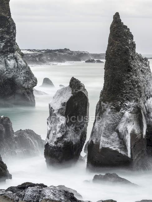 North Atllantic coast during winter near Reykjanesviti and Valahnukur. europe, northern europe, iceland,  February — Stock Photo