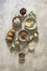Directly above view sweet ingredients on stone table — Stock Photo