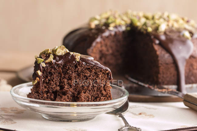 Piece of chocolate cake — Stock Photo