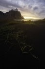 Iceland, scenic view of dramatic landscape at dusk — Stock Photo